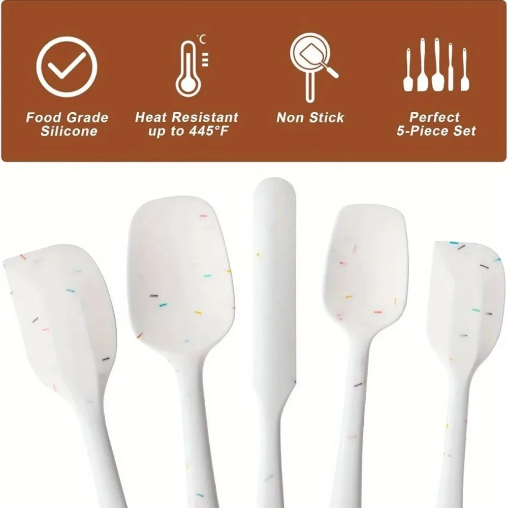 6PCS Silicone Spatula Set Food Grade Heat Resistant Non Stick for Baking Cooking Mixing Scraping Non Scratch Kitchen Utensils 4