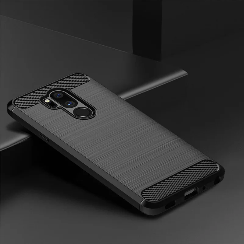 Durable Shockproof Silicone Carbon Fiber Phone Case with Brushed Texture