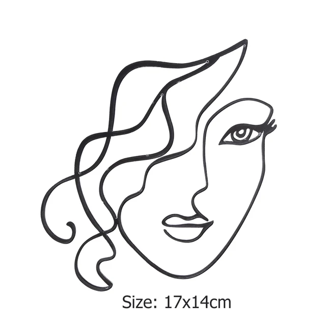 One Line Face Woman Hair Line Art Cake Topper Abstract Face Cake