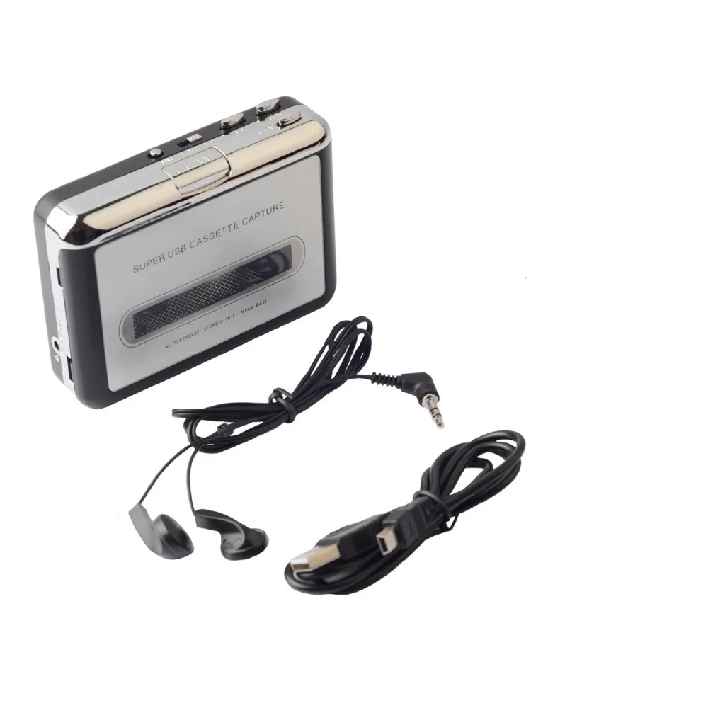 USB Cassette Capture Radio Player Portable USB Cassette Tape to MP3 Converter Capture Audio Music Player Tape Recorder