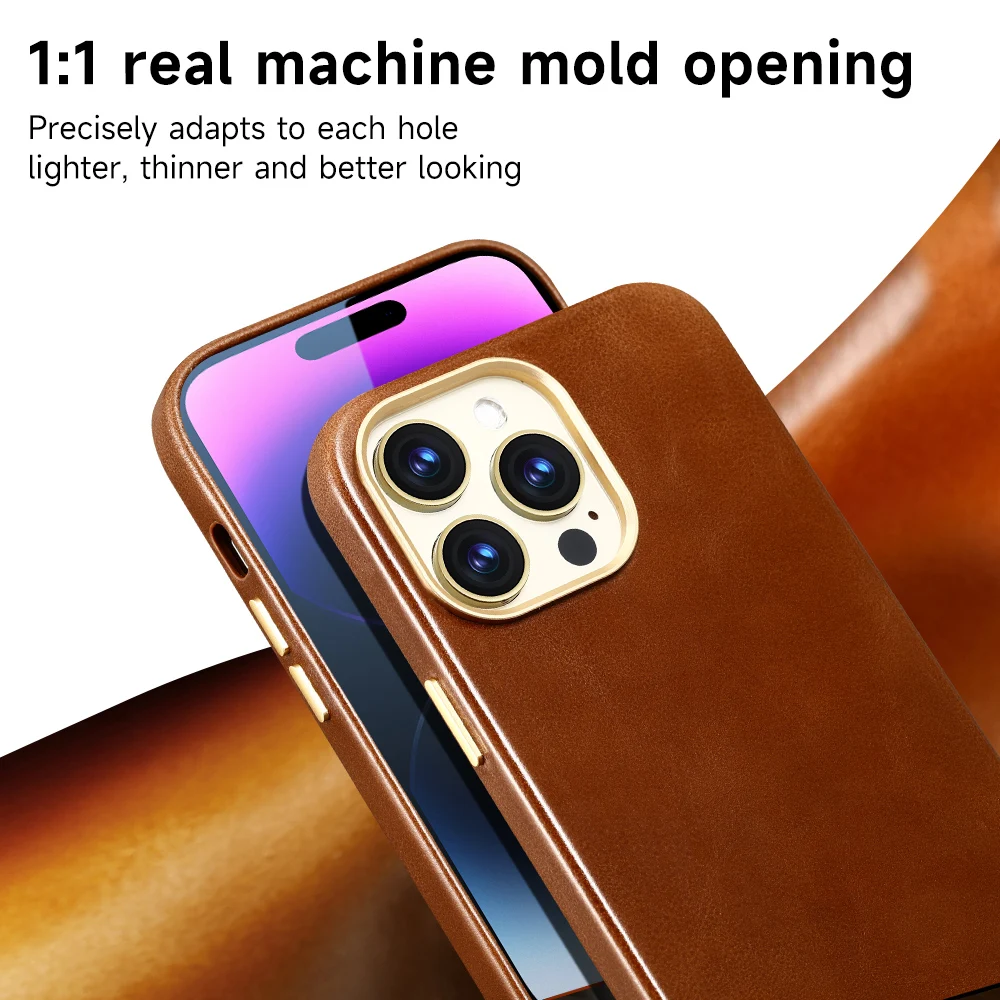 Original Leather for Magsafe Case for iPhone 14 13 Pro Max 14 Plus 14Pro Retro Luxury Wireless Charging Magnetic Back Cover