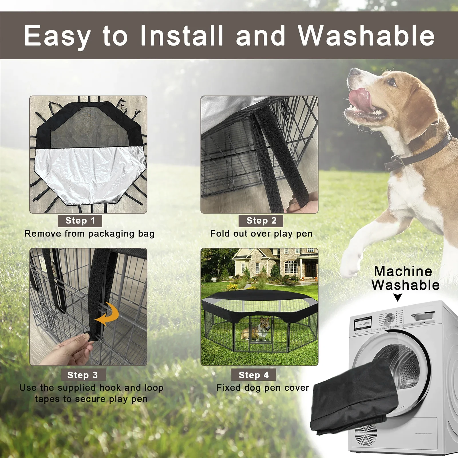 Dog Cage Top Cover 24 Inch Heavy Duty Dog Cage Protective Cover Waterproof Sunproof Pet Kennel Top Breathable Mesh