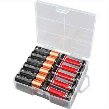 Scatola di immagazzinaggio batteria AA/AAA La scatola di immagazzinaggio batteria trasparente può contenere 24 batterie AA o 24 batterie AAA