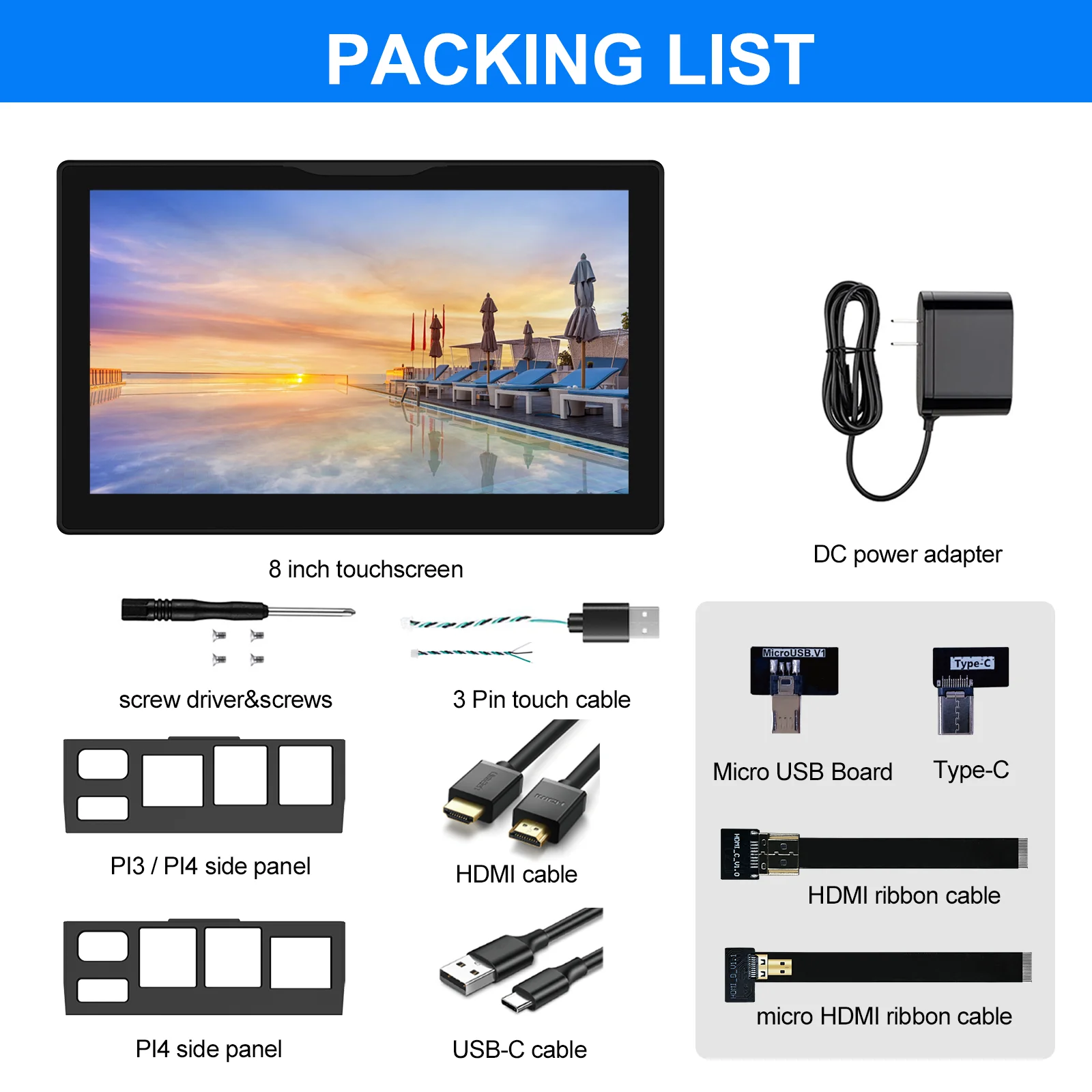 HOWENS 8인치 라즈베리 파이 터치 스크린 IPS 1280x800 HD LCD HDMI- 디스플레이 (RPI 4B 3B+ 3B PC용 보조 화면 휴대용 모니터)