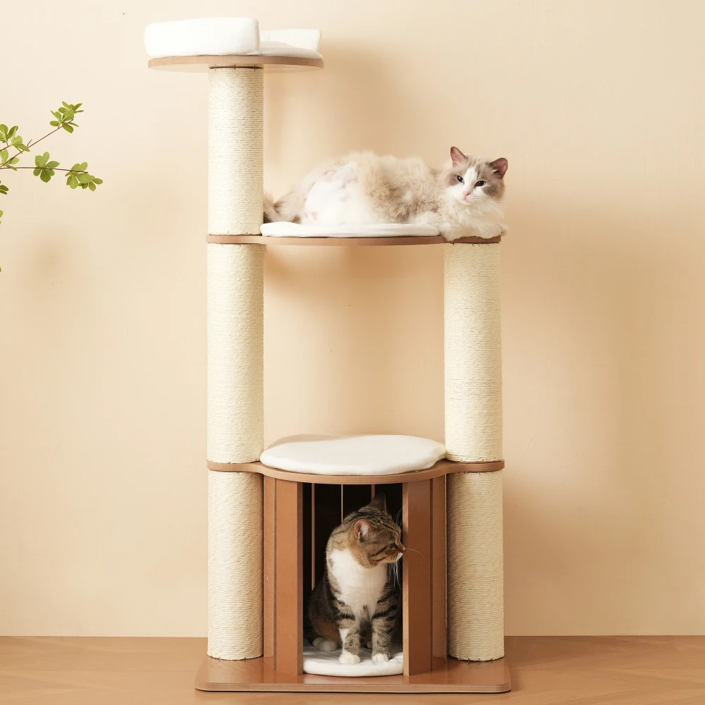 Baumförmiger Katzen-Kletterbaum mit Katzenhöhlen, Abnehmbaren Blättern, Kratzfestem Haustier-Möbelstück zum Verstecken, Spielen und Klettern – Detail 13