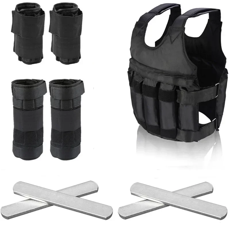 Peso ajustável Training Vest com Tornozelo Ajustável Placa de Aço, Fitness, Ponderado, Pulseira Musculação, 15-50kg