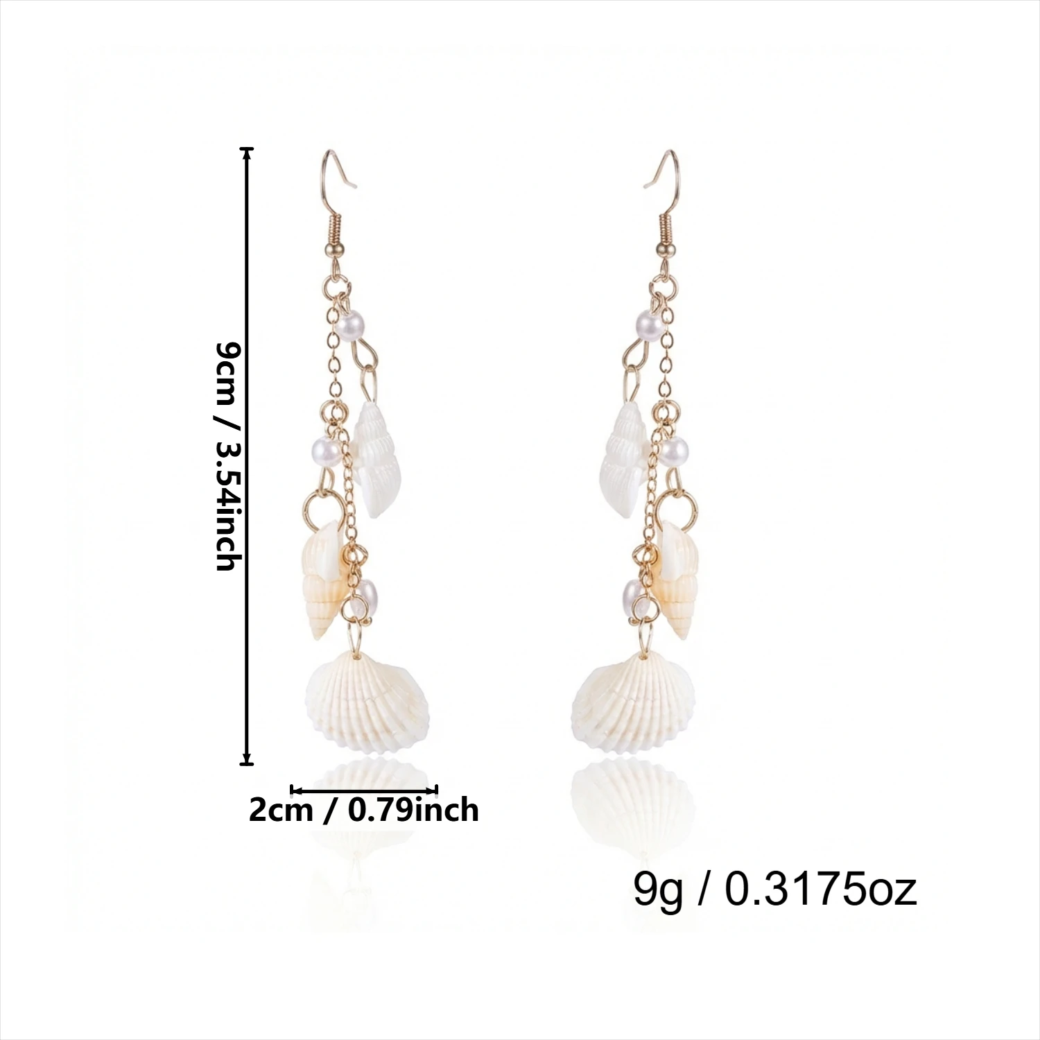 Ozean-Stil Muschel-Ohrringe mit Langen Quasten für Frauen, Böhmische Imitationsperlen Seestern Hängeohrringe, Sommer-Party-Schmuck – Detail 9