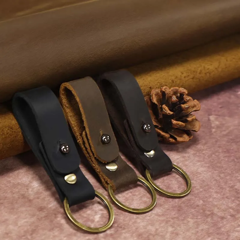Genuine Leather Retro Keychain for Men Two Ways to Wear Handcrafted and Simple Multiple Creative Keychains key organizer