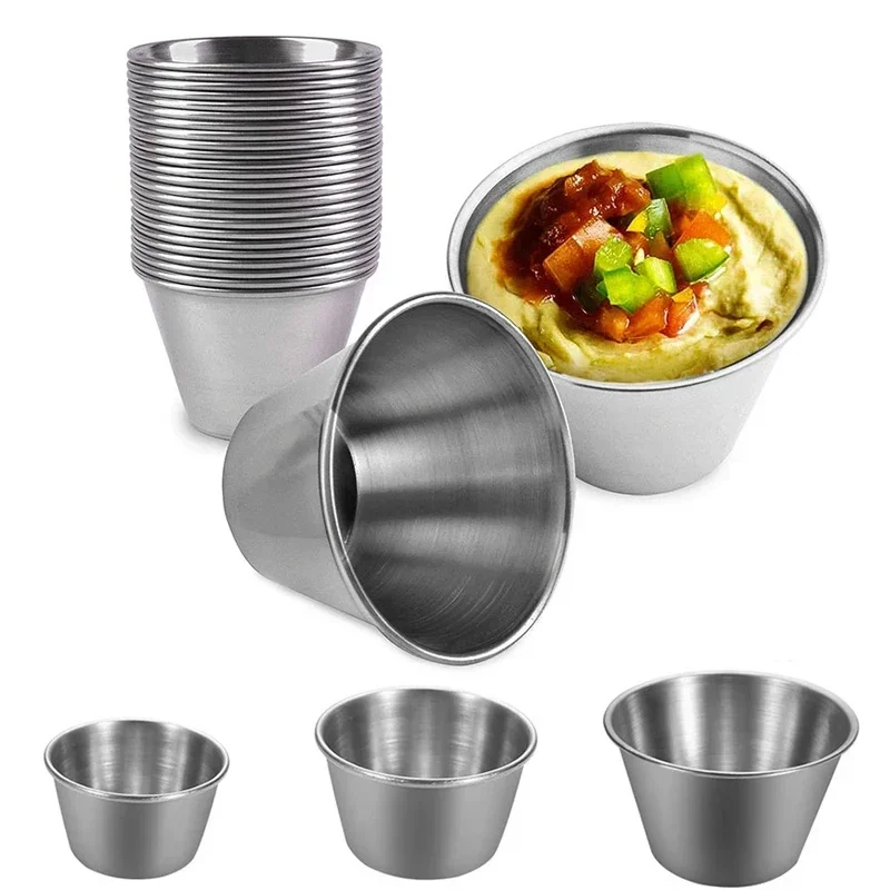 Stainless Steel Sauce Cup Salad Dipping Bowl Tomato Sauce Container Condiment Sauce Cups for Restaurant Home Party