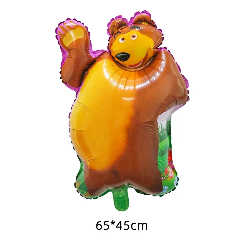 Mashas and The Bear 생일 풍선 장식, 만화 애니메이션 호일 풍선, 어린이 애니메이션 라운드 풍선, 아기 파티 선물