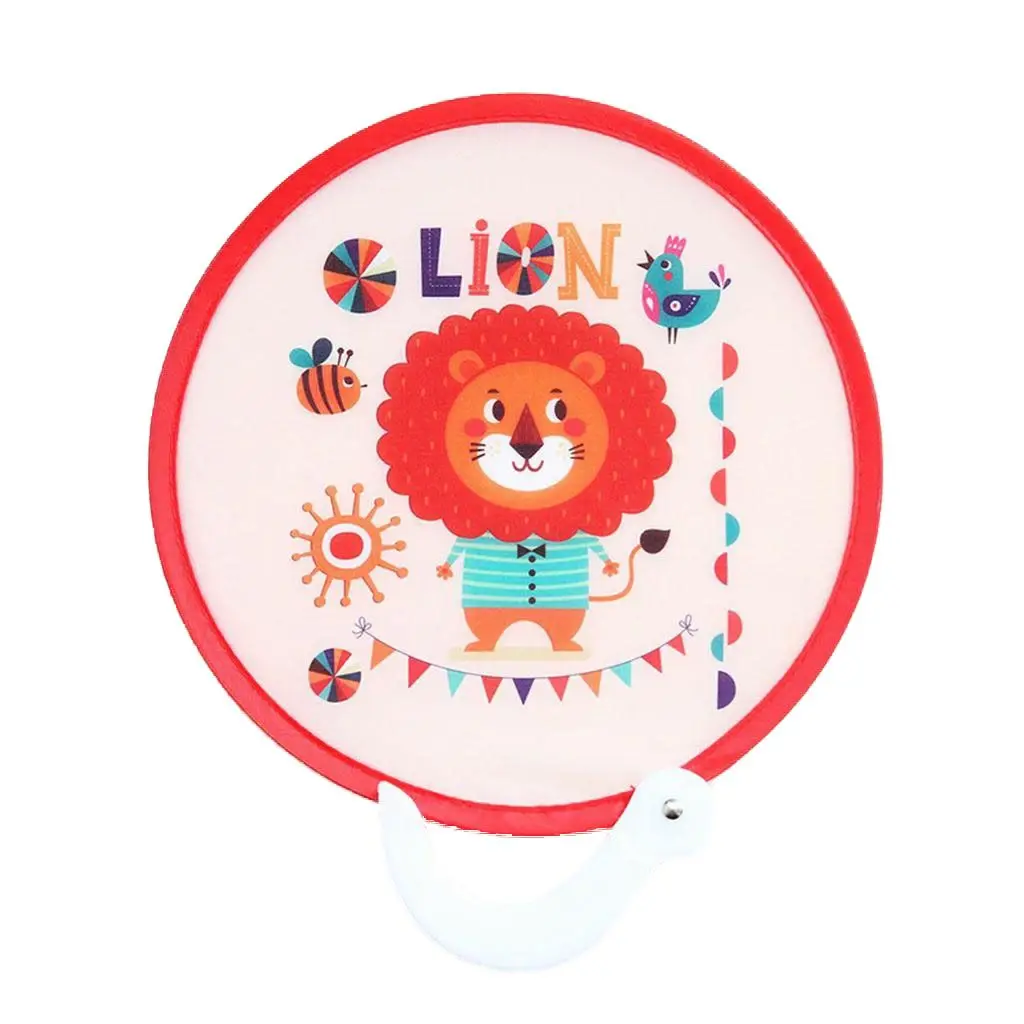 Portable Cartoon Folding Fan Kawaii Creative Foldable Fan Cool Summer Hand Flying Disk Pocket Cloth Gifts for Kids