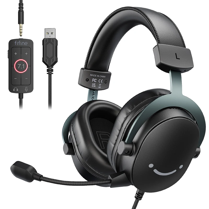 FIFINE Headset,3.5 mm jack&USB Headphone with 7.1 Surround