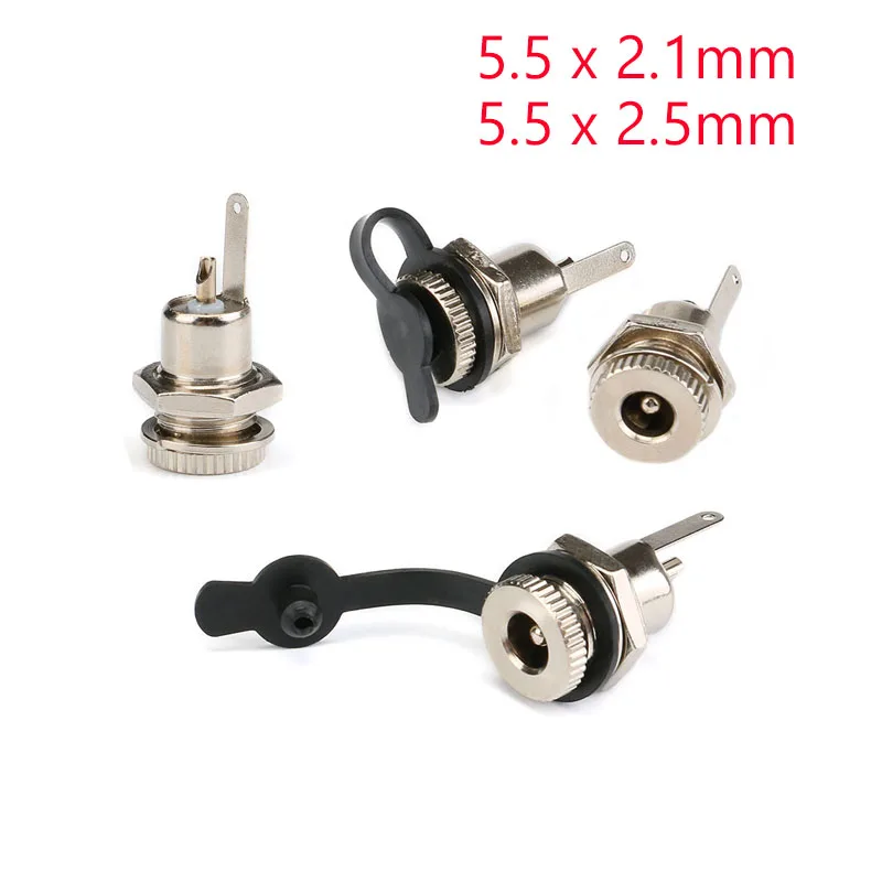 DC099 5.5 mm x 2.1mm DC Power Jack Socket Female Panel Mount Connector Metal DC-099 Open Hole 11MM 5.5*2.1 5.5*2.5