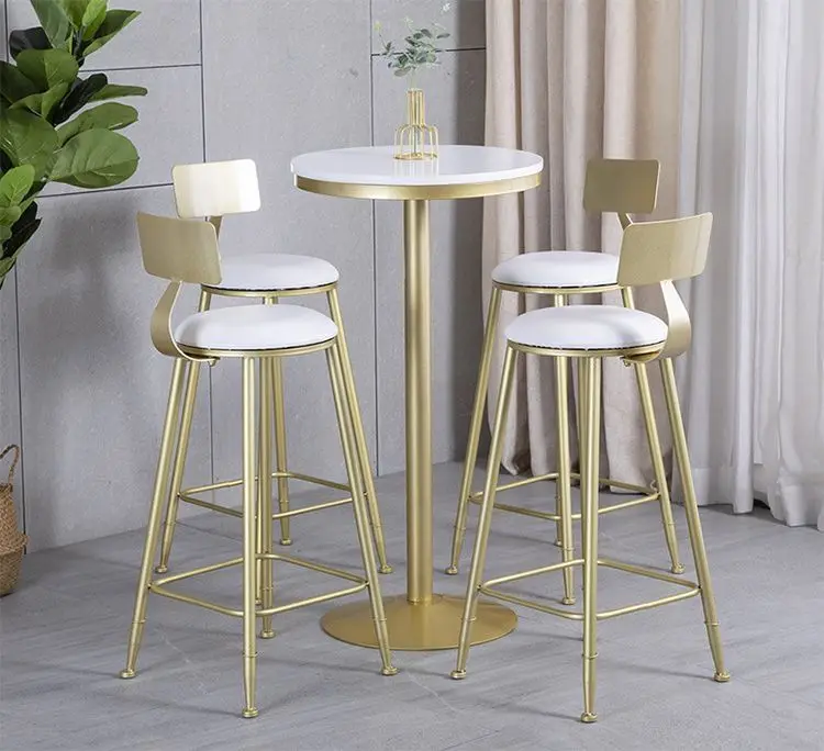 Nordic Minimalist Modern Wooden Frame Casual Adjustable Ergonomic Bar Stool High-Leg Backrest Tall Chair Home Dining Viral Stool