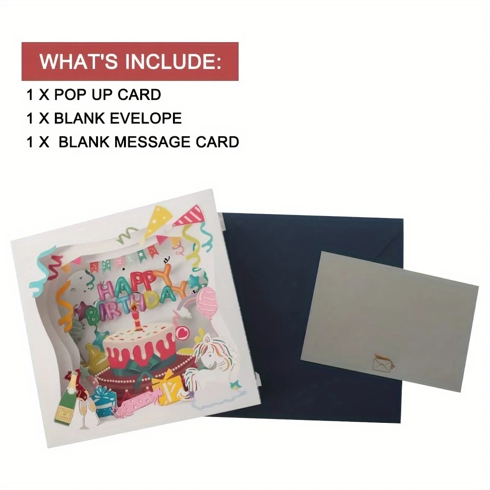 1pc 3D Handmade Pop Up Happy Birthday Card with Envelope