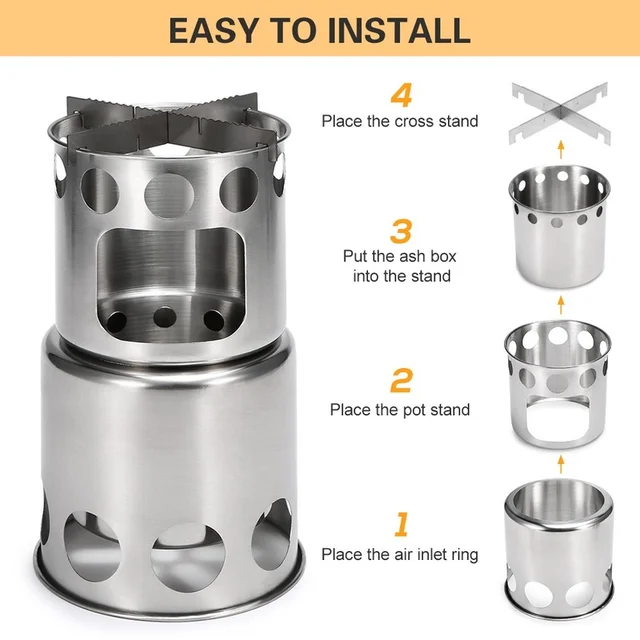 Hordozható Kültéri Fa Tűzhely Kemping Összecsukható Edények Égés Hátizsákhoz Túlélő Főzés Piknikvadászat - Image 6