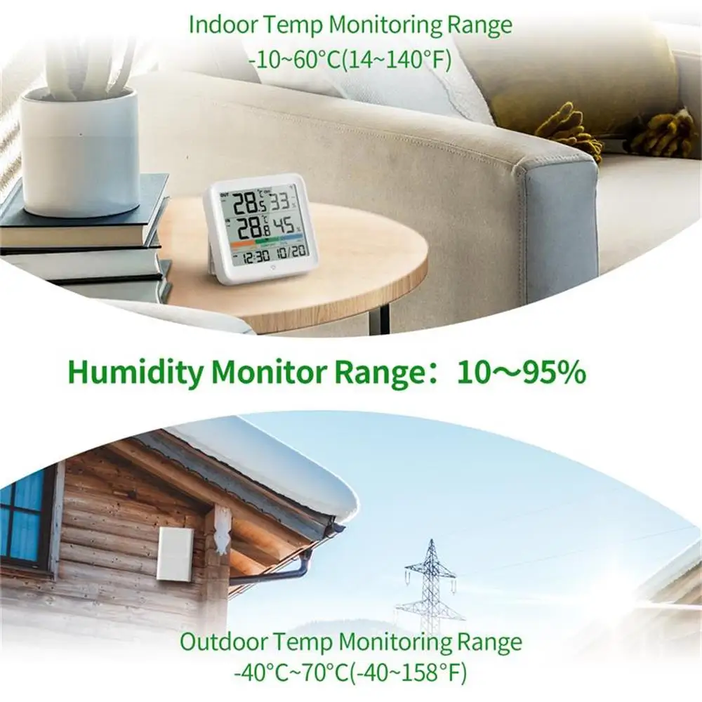 Advanced LCD Digital Weather Station with Outdoor Temperature and Humidity Sensor