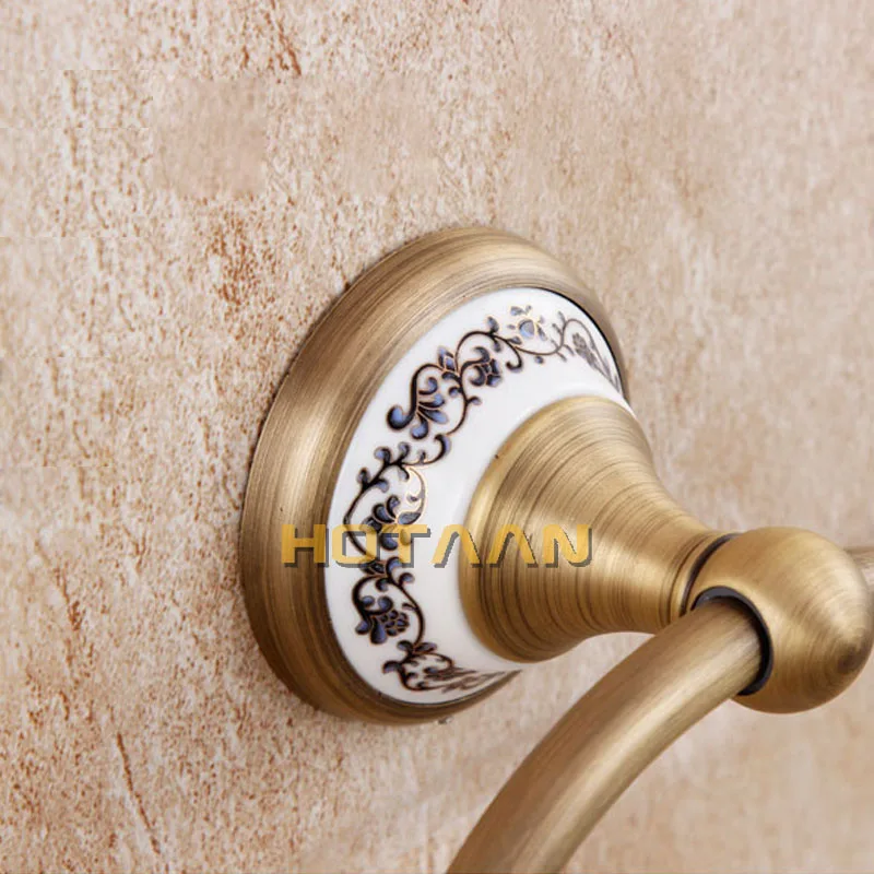 Bathroom towel holder solid brass Wall-Mounted Round antique brass Towel Ring ceramic Towel Rack YT-11591 bathroom towel ring bathroom towel holder