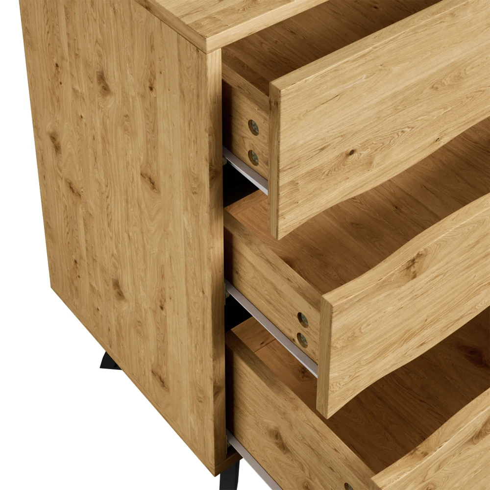 PINGGO Minimalistisches Sideboard mit 6 Schubladen, Holzoptik, Metallfüße, viel Stauraum für Wohn- und Esszimmer, 120 x 40 x 75,5 cm – Detail 14