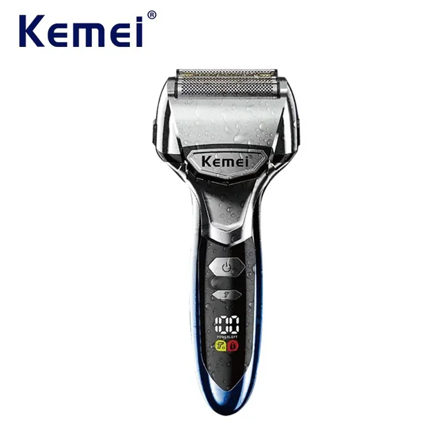 Kemei Rasoio elettrico a 5 lame da uomo Viso Barba Rasoio asciutto e bagnato Ricaricabile Macchina da barba per testa calva IPX7 Impermeabile Lavabile 1