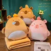 40x40cm Kawaii Capybara Plush Pillow with Holes with Blanket Warm Hands Brown Orange Duck Pink Apple Cushion Plushie Decor Gift 1