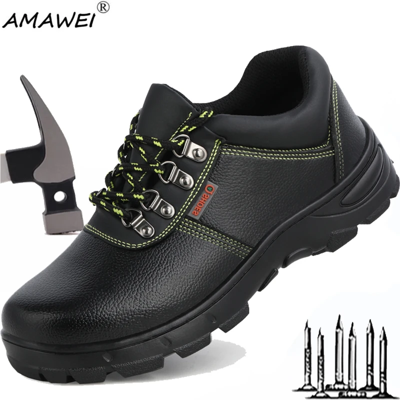 

AMAWEI Fashion Safety Shoes Mens Steel Toe Caps Male Indestructible Work Boots Protective Shoes Puncture-Proof Security Footwear