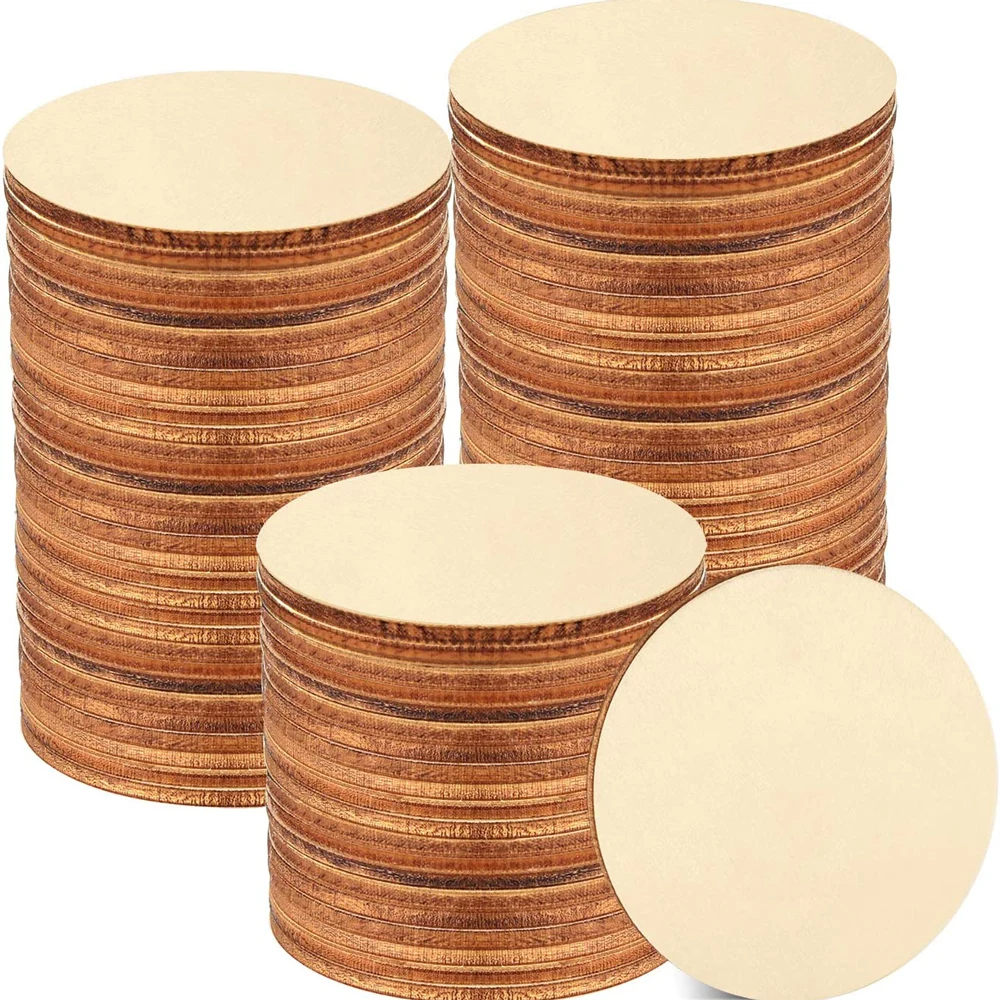 2-100Pcs Natural Pine Round Unfinished Wood Slices 1cm-10cm DIY Crafts Wooden Circle Discs for Christmas Painting Ornament Decor