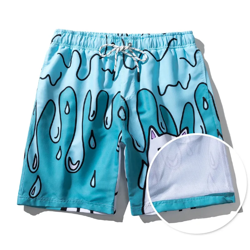 

2023 surfing hip hop shorts running sports fitness pants men Men's funny graffiti cat graphic Beach beach pants Street fitness