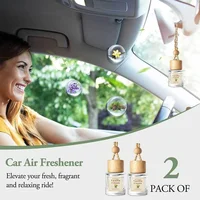 2 Pack Car Air Freshener Diffuser 2 Pack Hanging Air Freshener Diffuser - Vanilla Cream Fragrance Oil Air D iffuser for Car 4