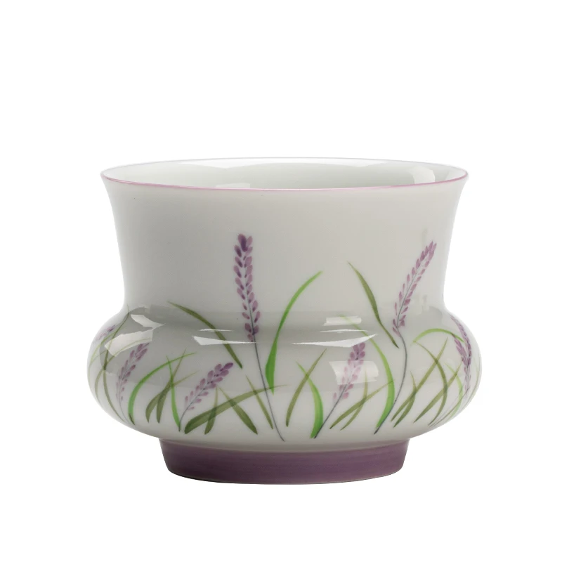 

Hand Painted Lavender Jianshui Tea Dust Cans Ceramic Tea Basin Dry Tea-Making Sets Desktop Washing Wastewater Tea Residue Barrel
