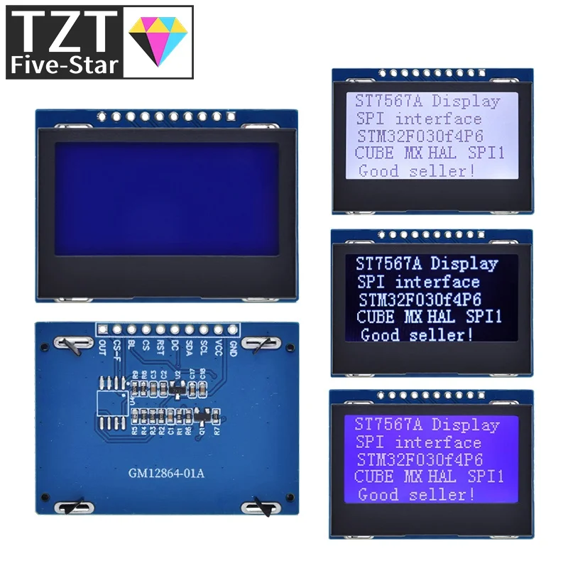 12864 Modulo Lcd Spi 128 X64 Spi St7567A Scheda Schermo Display Grafico Cog Pannello Lcm Schermo A Matrice Di Punti 128X64 Per Arduino