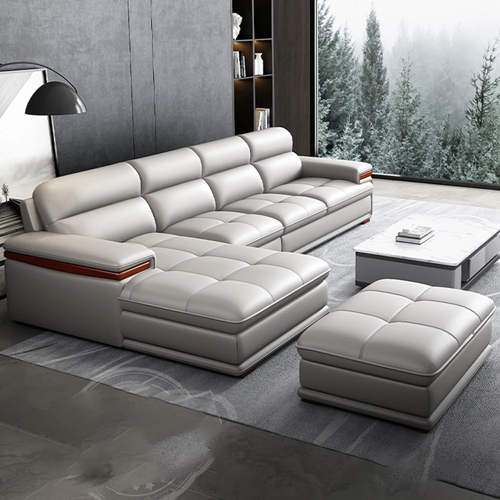 

MANBAS Premium Italian Genuine Leather Sofa for Living Room Nordic Couch Sofas Seating Room Modern Elegant Sectional Sofa Set