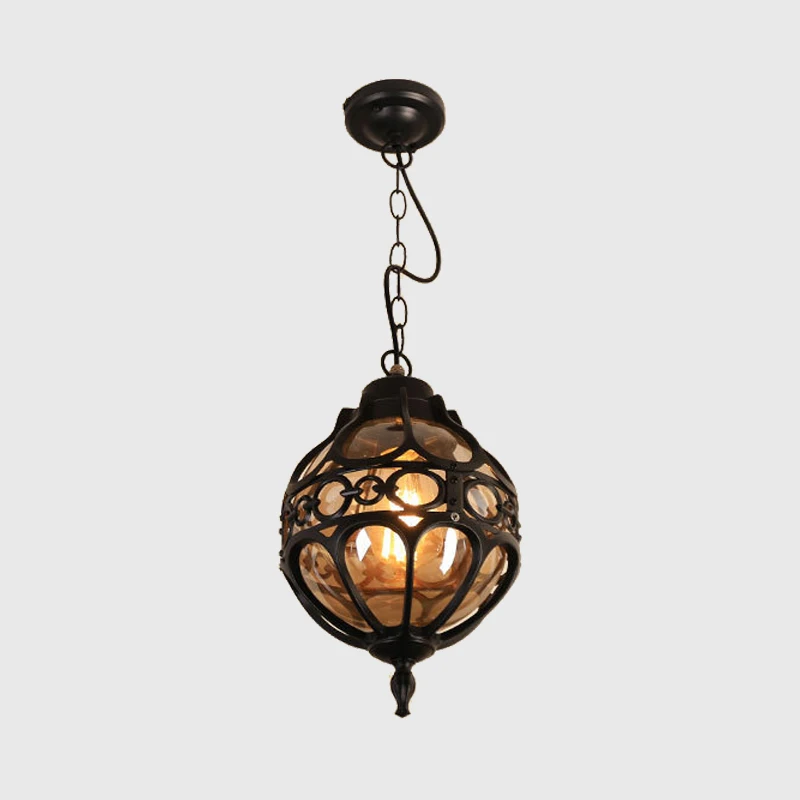 European Outdoor Waterproof Pendant Lights Retro Balcony Corridor Aisle Grape Frame Chandeliers Loft Restaurant Lamps Fixture 2