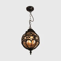 European Outdoor Waterproof Pendant Lights Retro Balcony Corridor Aisle Grape Frame Chandeliers Loft Restaurant Lamps Fixture 2