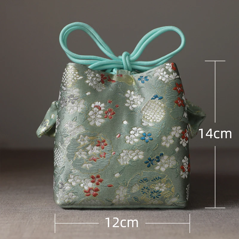 10/12cm Retro Print Outdoor Tea Set Storage Bag Portable Travel Teapot Cup Cotton Protect Cloth Bags Tea Ceremony Accessories