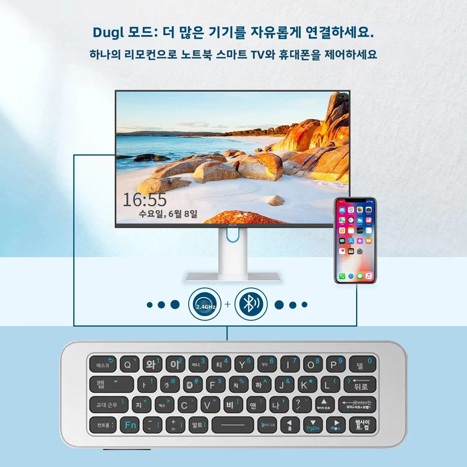 iPazzPort 2.4G 및 블루투스 미니 무선 키보드 에어 마우스-플러그 앤 플레이 스마트 TV, 안드로이드 TV 박스, PC, 프로젝터용 휴대용 리모컨