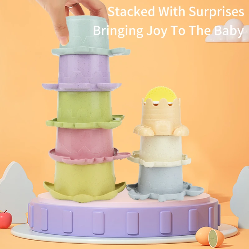 Baby Stacking Cups Bath Toy Toddlers Stackable Nesting Cups Water Pool Tub Toy 6-12 Months Infant Develop Montessori educational toys,puzzle toys,stacking puzzle toys,cup stacking toys,stacking toys