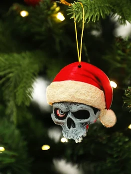 Spooky Santa Skull Ornament – Gothic Christmas Tree Decor