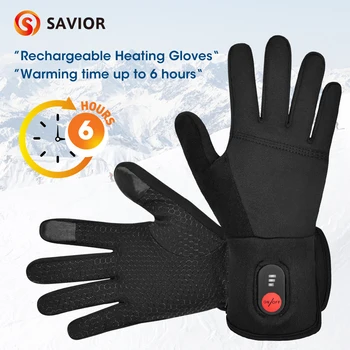Savior Heated Gloves Electric Skiing Winter Warm Support Touch Screen Glove Men Women Snowboarding Thermal Skiing Liner Outdoor 5