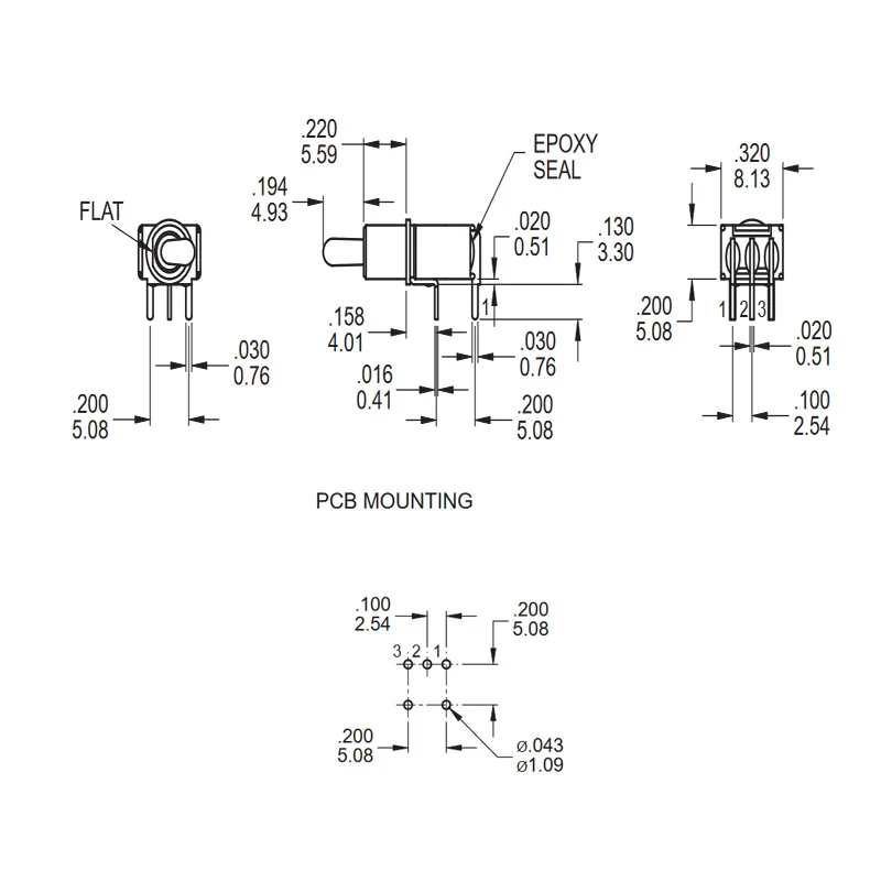 Dailywell 5mm Panel Mount Sub-Miniature Toggle Switches 5Pin ON-ON 2-Way SPDT Horizontal Bend switch 5pcs