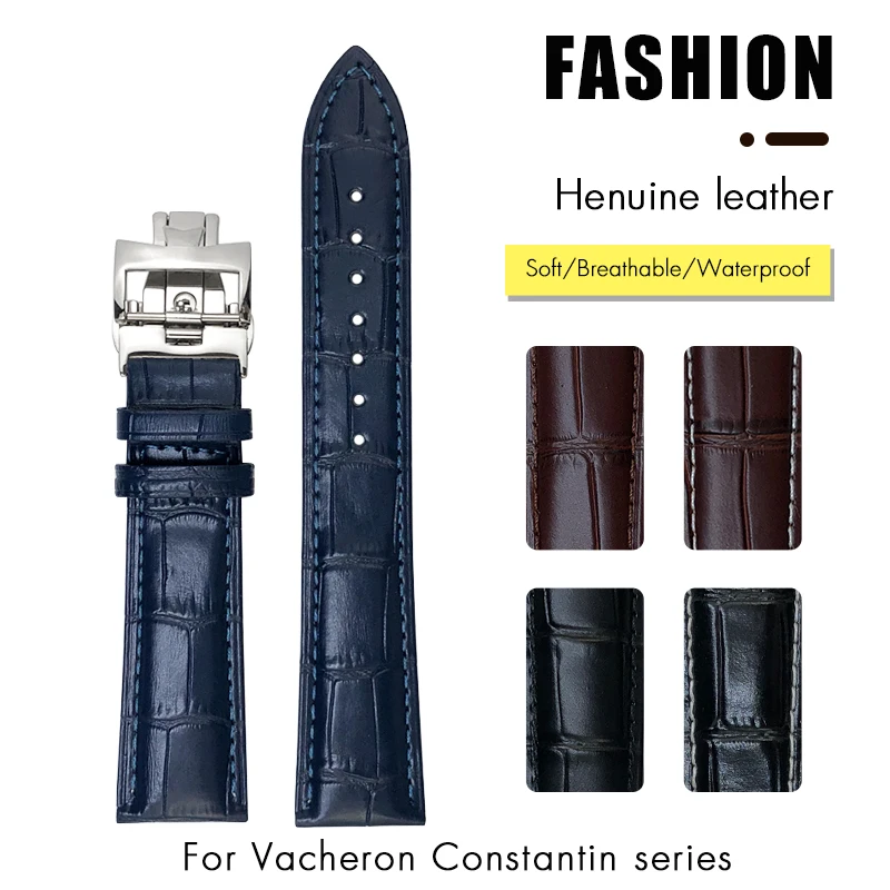 19mm 20mm 21mm 22mm Leather Watchband Fit for Vacheron vc