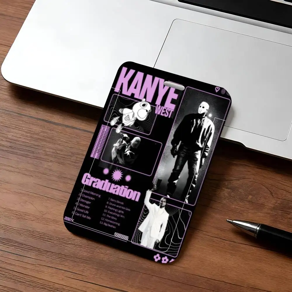 카니예 웨스트 ID 카드 홀더 목걸이형 펜던트 도어 배지 홀더 랜야드 키체인 직장 신분증