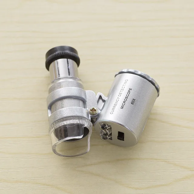 Microscopio Tascabile 60X Con LED E UV - Lente D'Ingrandimento Portatile Per Gioielli
