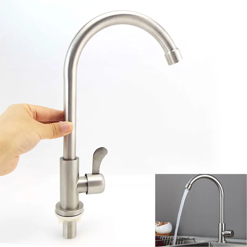 

304 Stainless steel Kitchen Sink Faucet Head Sprayer Single Hole cold water Spout Tap brushred Stream 360 flexible Degree
