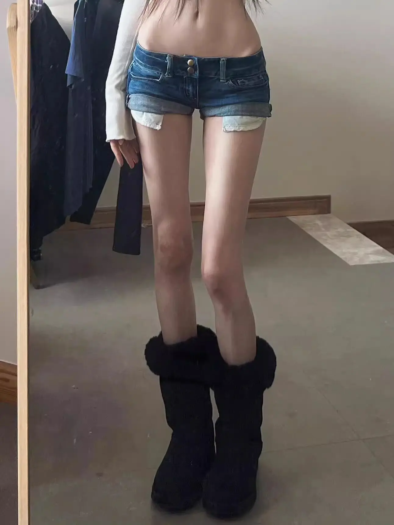 Retro Low-rise Denim Y2k Super Mini Shorts for Women Summer New Spice Girls Slim Curling Elastic Tight Jeans Hot Pants