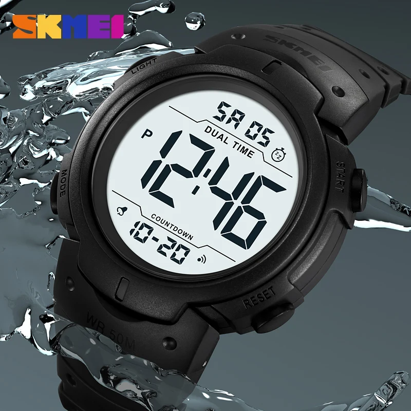 SKMEI 2304 Sport Calendar Big Dial Mens Wristwatches Military Waterproof Digital Watch for Men Countdown Clock 1560 Reloj Hombre