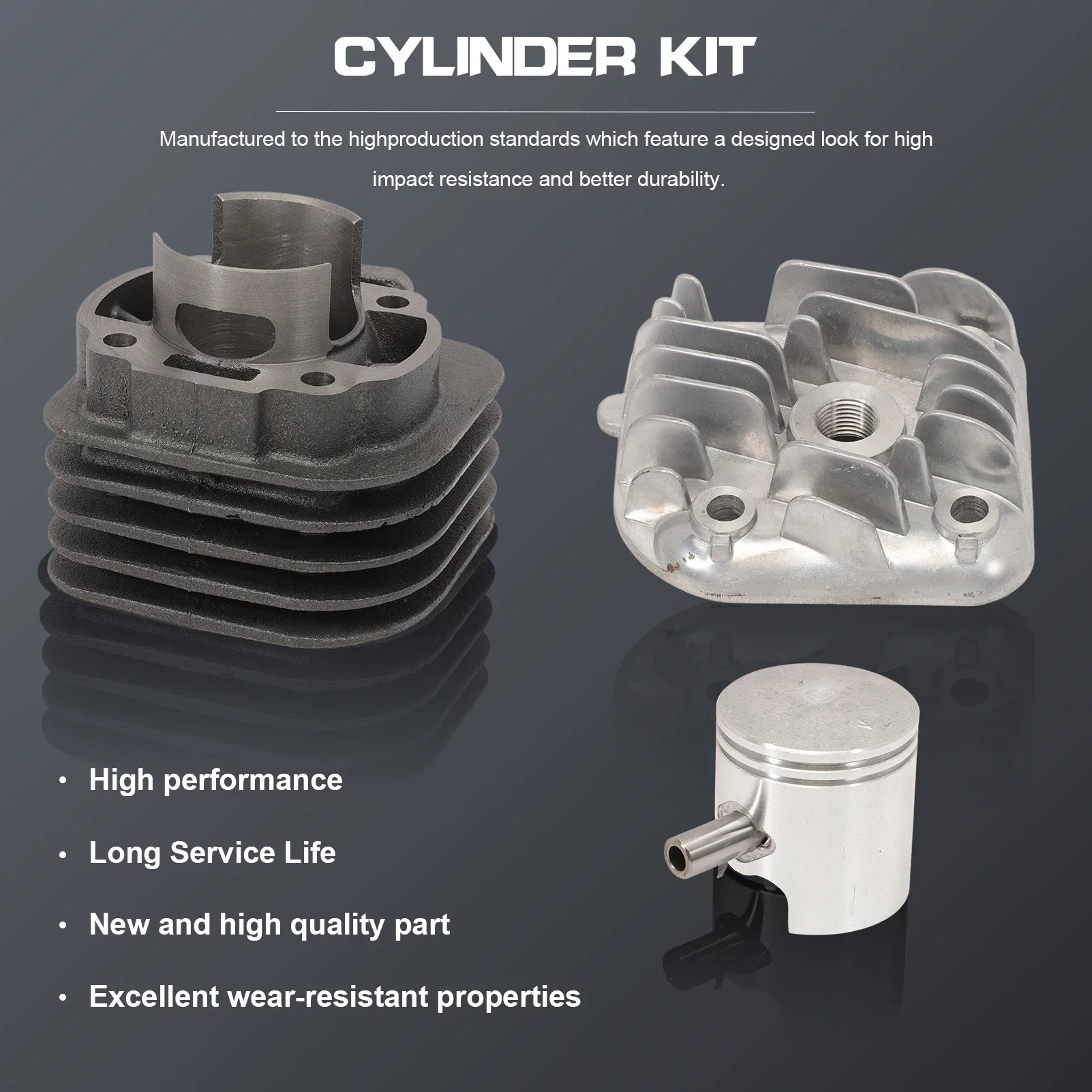 Cylinder Kit Group 70cc Minarelli Horizontal KT00087 for Scooter, Booster Amico, Aprilia, Minarelli, Atala, Benelli, Beta, DINLI