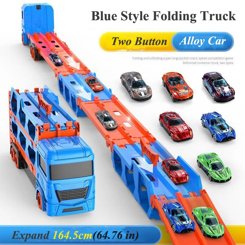 Large Transporer Truck Folding Track Racing Vehicle Kids Compeiive Games Sorage Alloy Car Boy Toy Children Novel_voghion.com