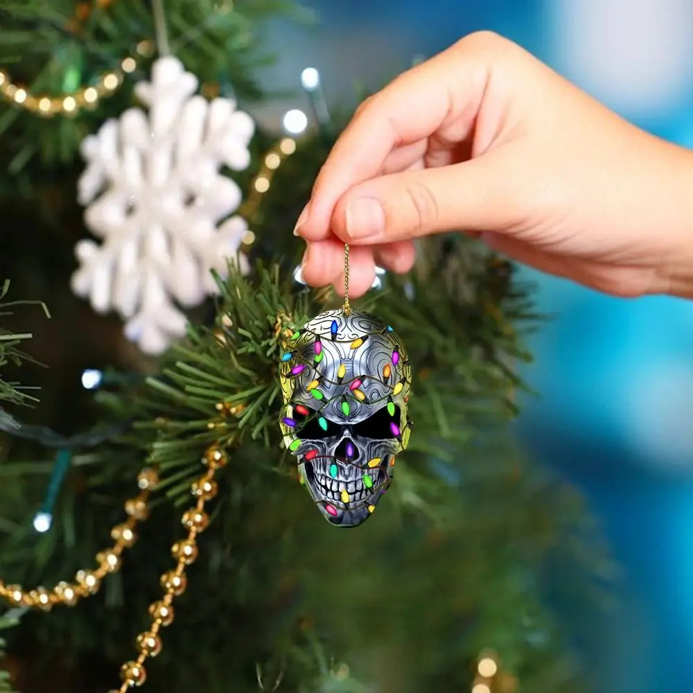 

DIY Skull Pendant Funny Horror Mirror Christmas Tree Drop Ornaments Ornament Acrylic Skeleton Car Ornaments Automotive Interio