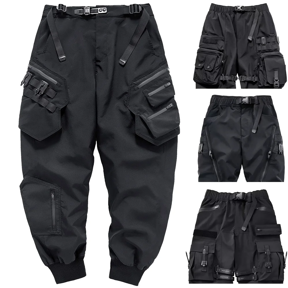 Multi Tasche Giapponese Harajuku Urban Streetwear Pantaloni Neri Cyberpunk Techwear Joggers Y2K Pantaloni Cargo Per Uomo